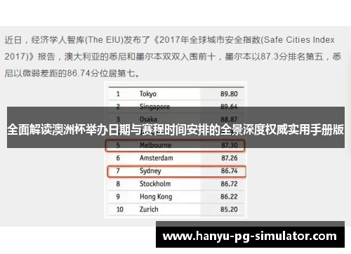 全面解读澳洲杯举办日期与赛程时间安排的全景深度权威实用手册版 全面解读澳洲杯举办日期与赛程时间安排的全景深度权威实用手册版