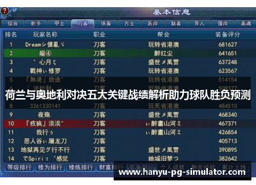 荷兰与奥地利对决五大关键战绩解析助力球队胜负预测